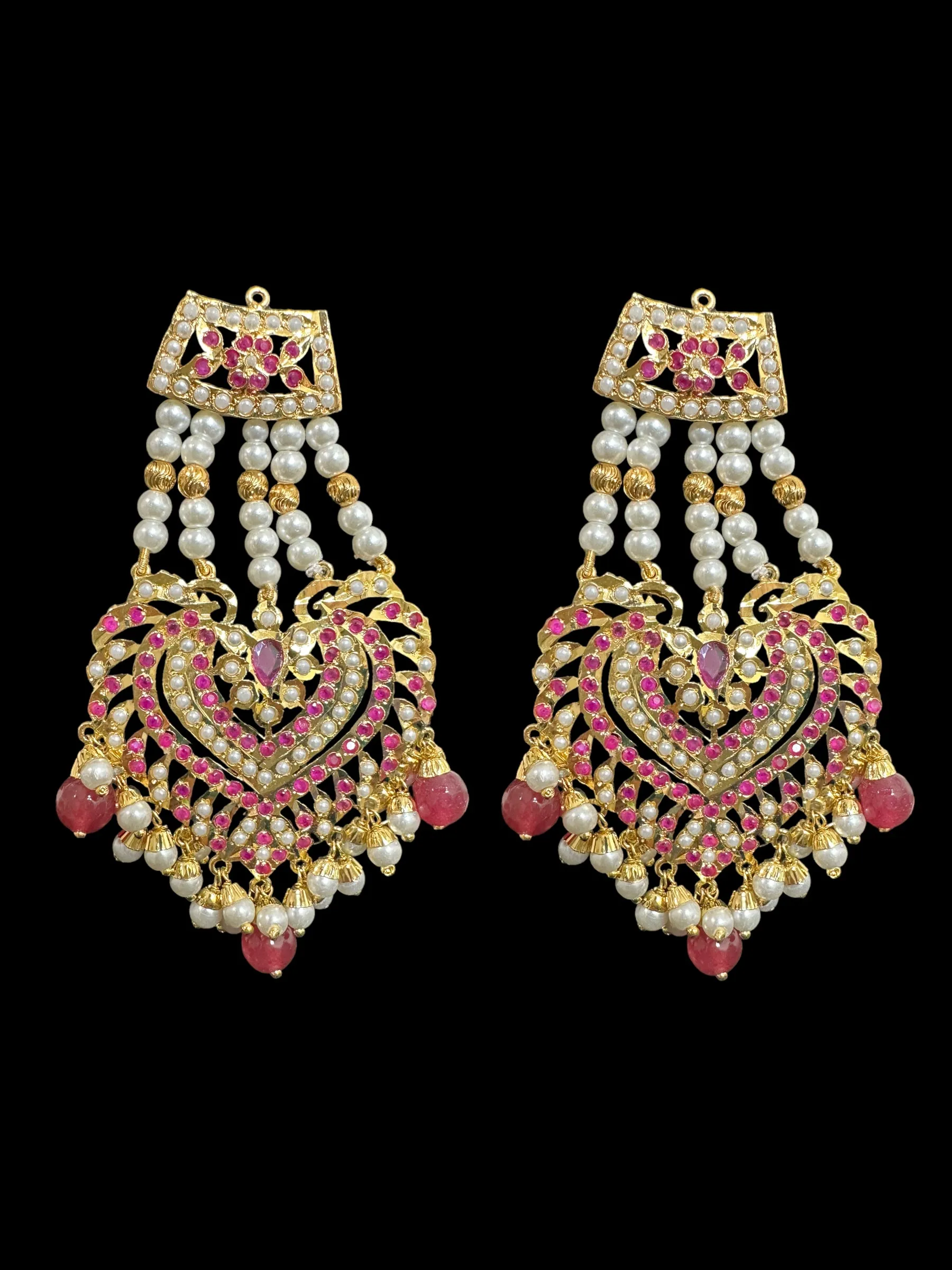 BR304 Insha Ruby pearl jadau bridal set in shell pearls ( READY  TO SHIP)