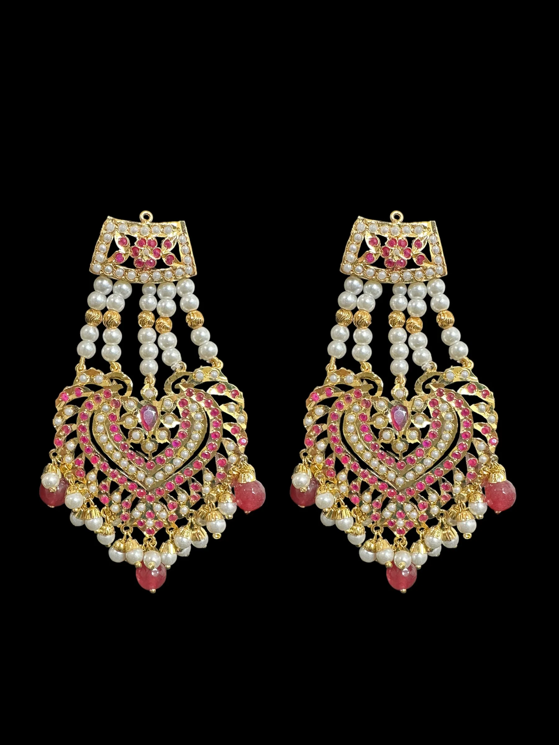 BR304 Insha Ruby pearl jadau bridal set in shell pearls ( READY  TO SHIP)