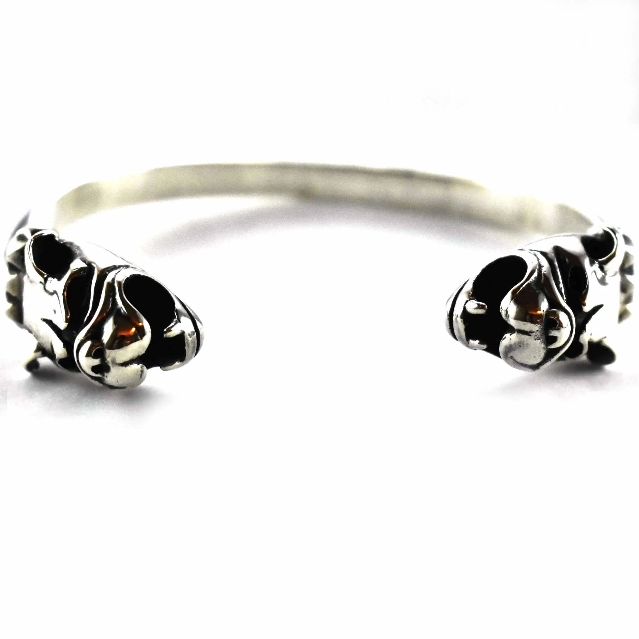 Bull dog silver bangle