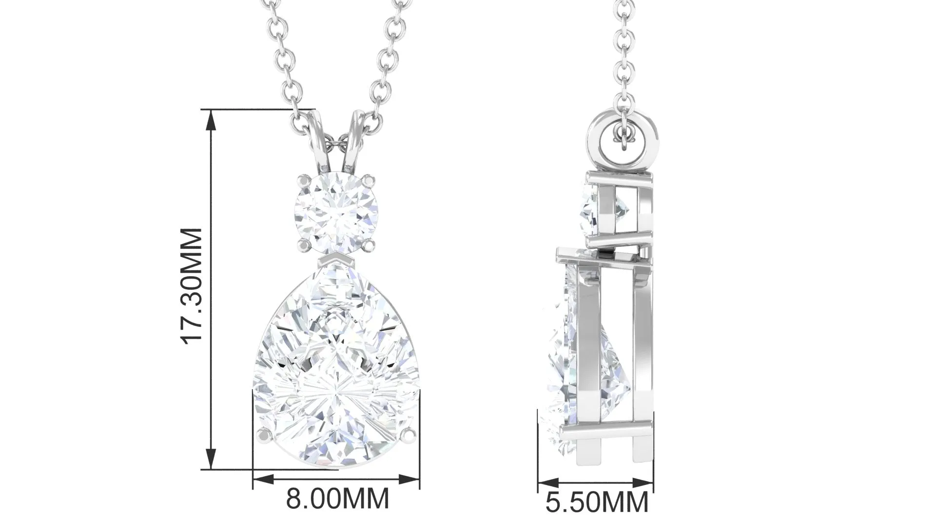 Certified Moissanite Teardrop Pendant Necklace