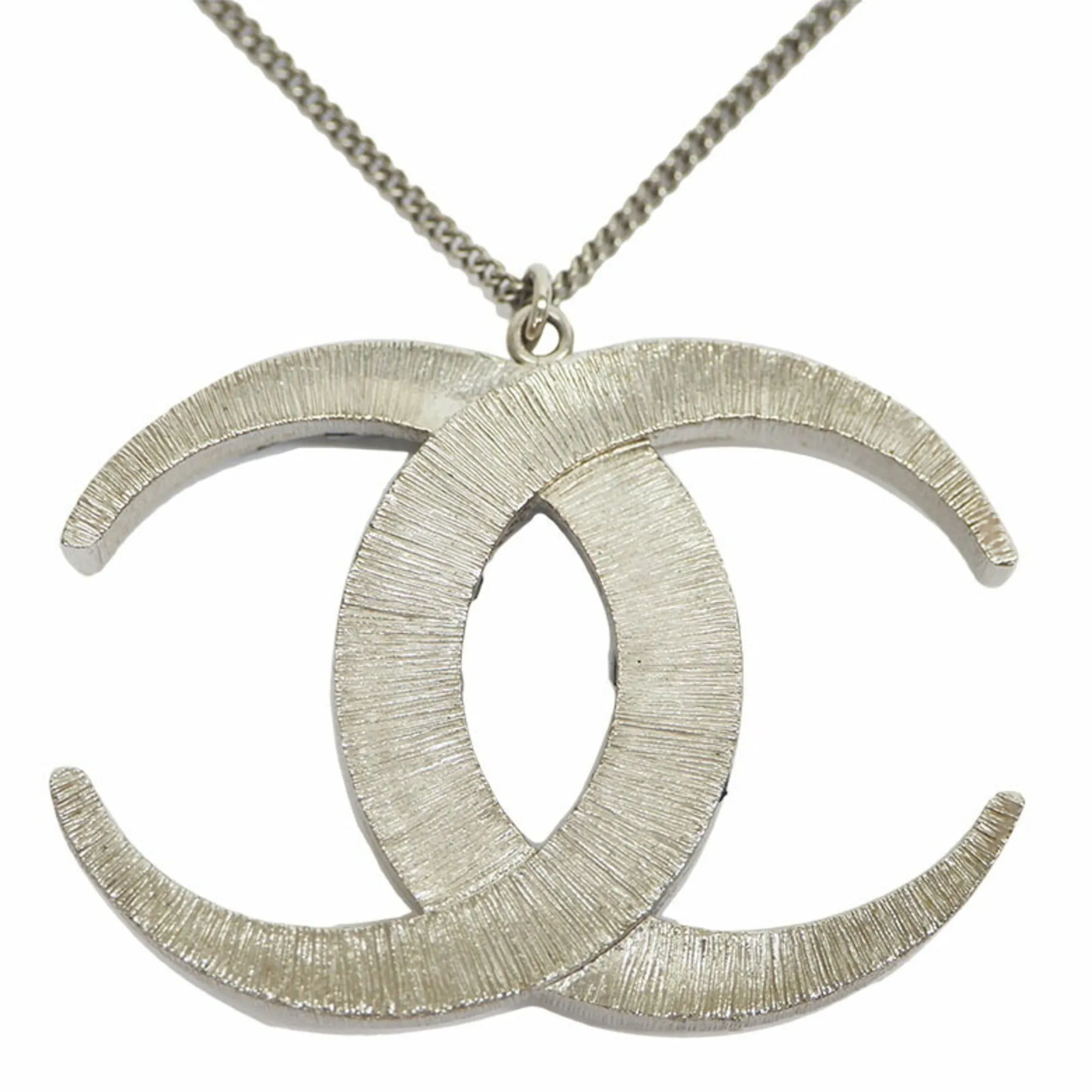 CHANEL B15C Rhinestone Coco Mark Necklace Big Long Chain Pendant