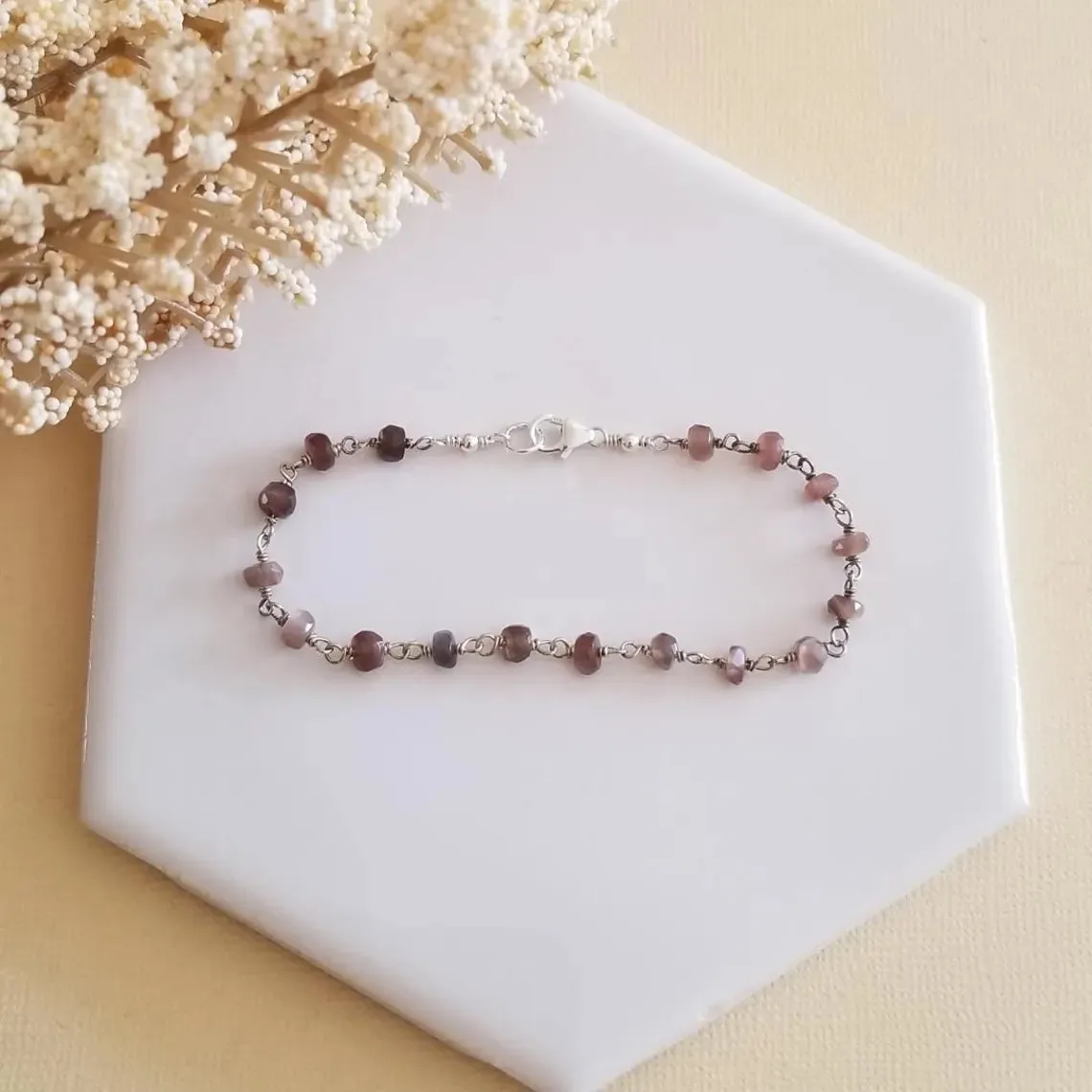 Chocolate Moonstone Bracelet, Boho Beaded Bracelet, Stacking Bracelet, Brown Moonstone