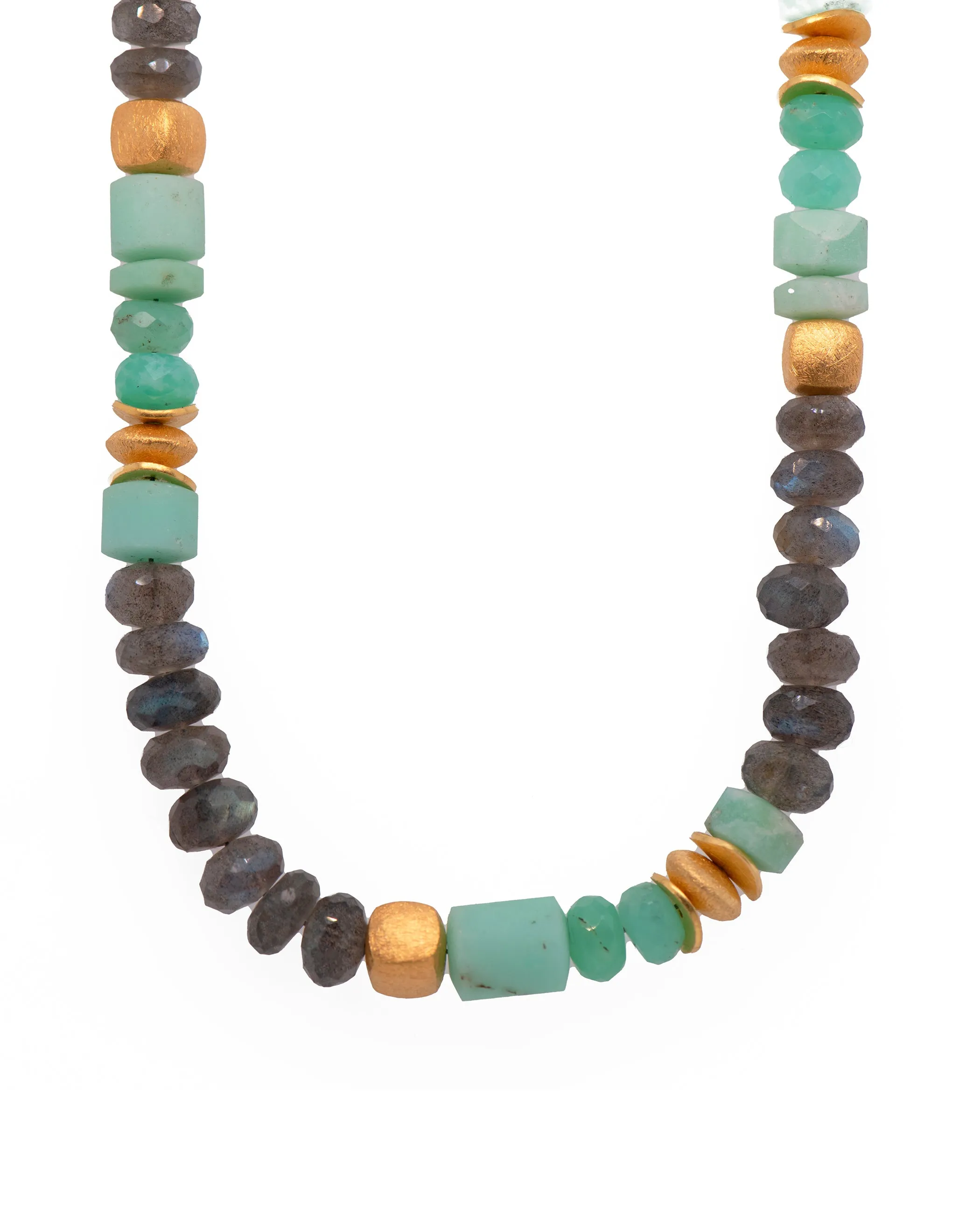 Chrysoprase, Labradorite 8mm Necklace 24k Fair Trade  Gold Vermeil