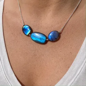 Chunky Three-Stone Labradorite Necklace