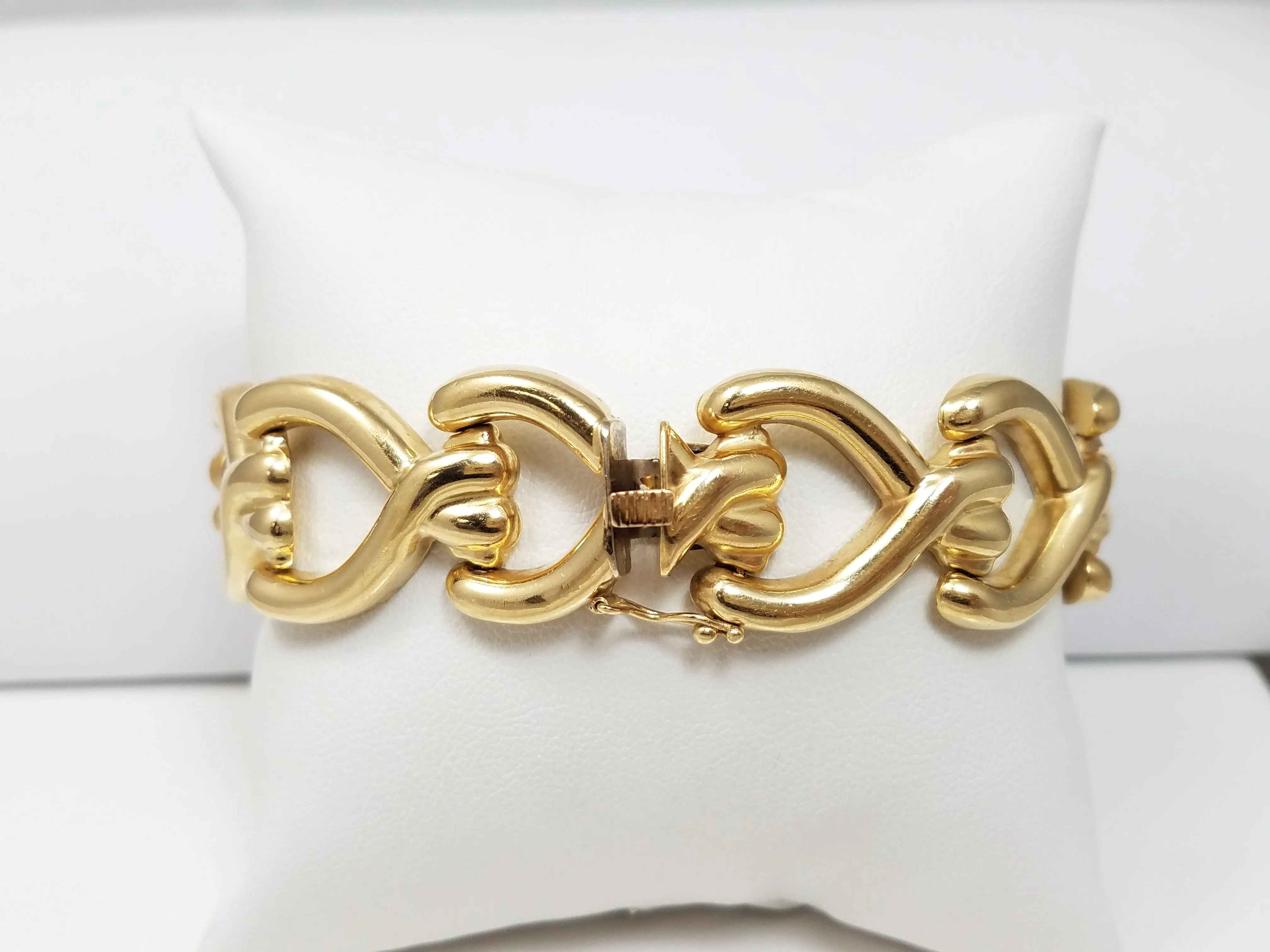 Classic 7.5" Hollow 14k Yellow Gold Stampato Link Bracelet