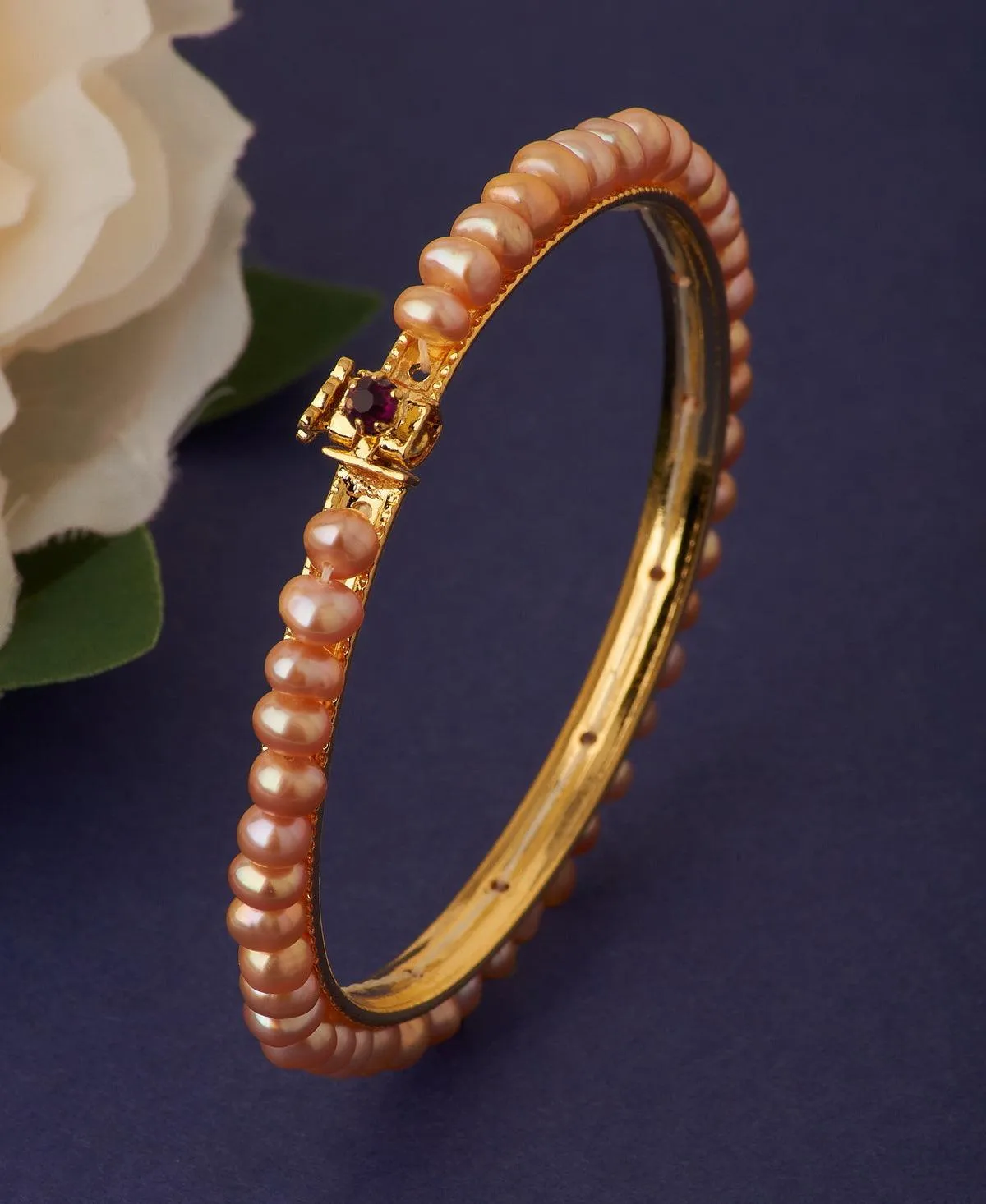 Classy Pink Pearl Bangle