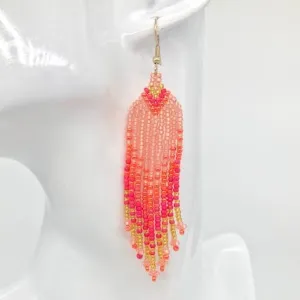 Coral & Gold Beaded Earrings