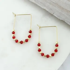 Crimson & Gold Gameday Beaded Hoop Earrings