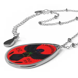 Crowgodshi Designer Oval Necklace, RED