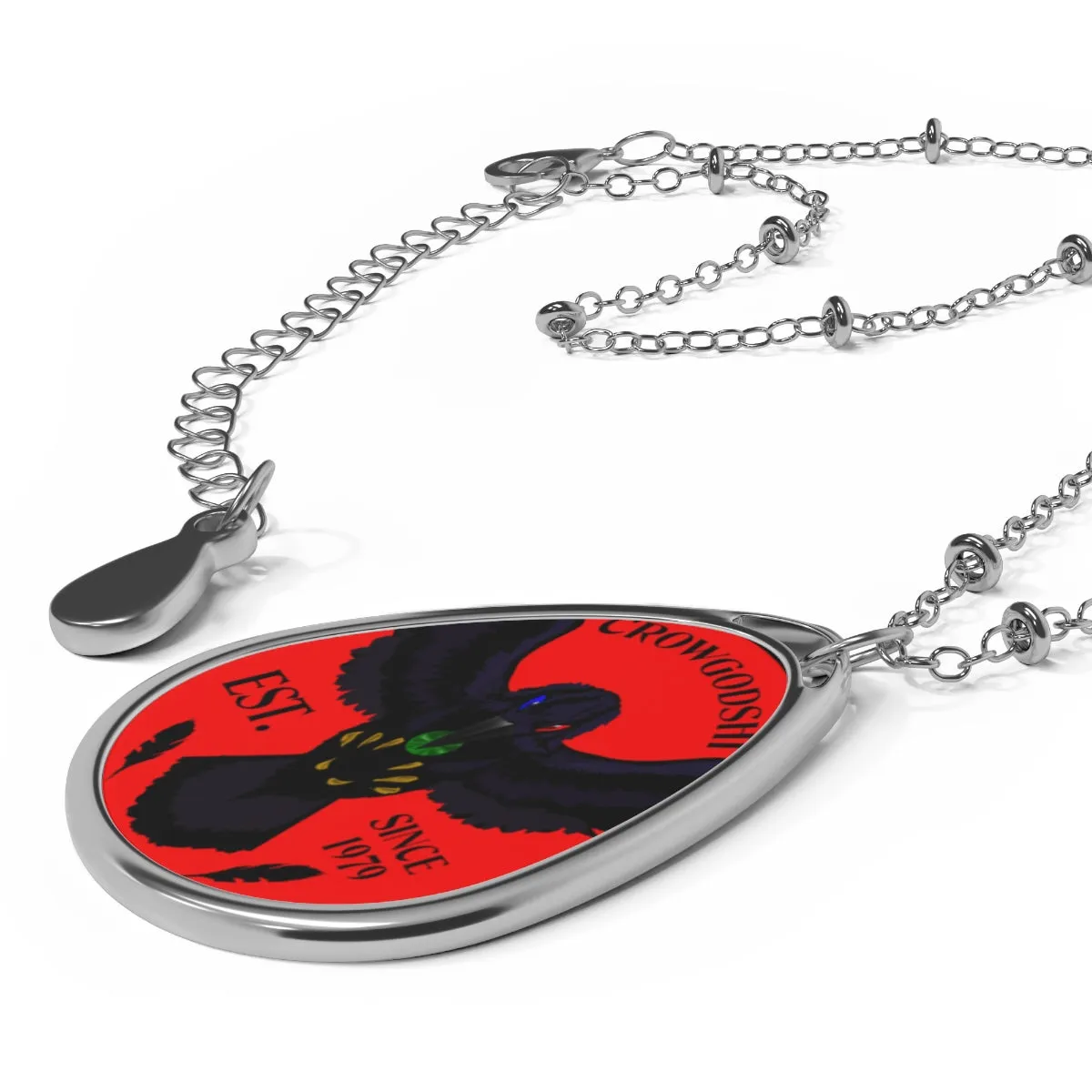 Crowgodshi Designer Oval Necklace, RED