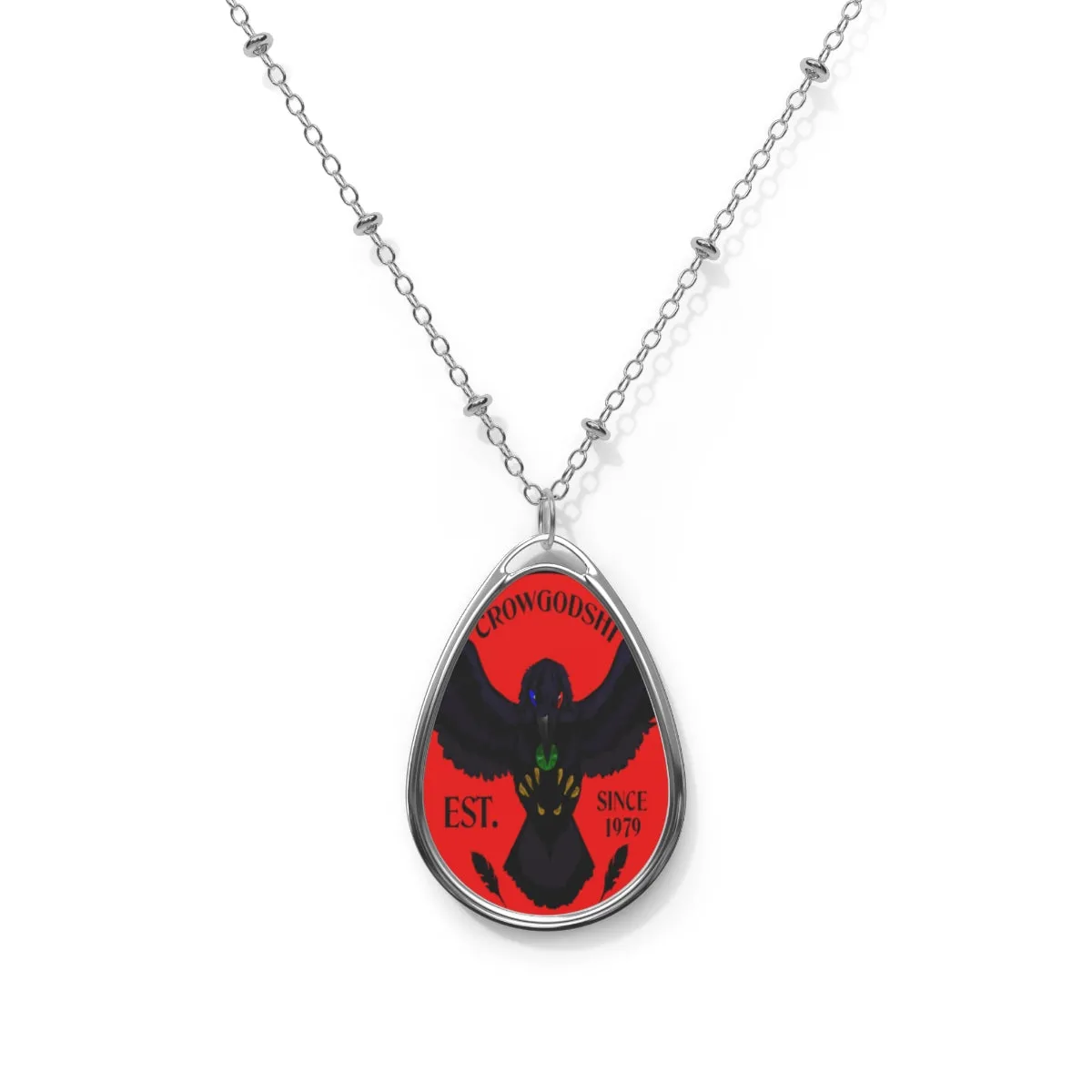 Crowgodshi Designer Oval Necklace, RED