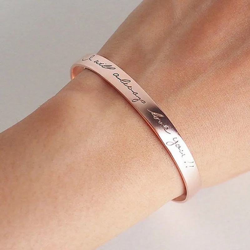 Custom Bangle Cuff Bracelet, Personalized Cuff Bracelet, Customize Engraving Your Bangle, Name Gift Jewelry Girlfriend Wife Gold Silver Rose