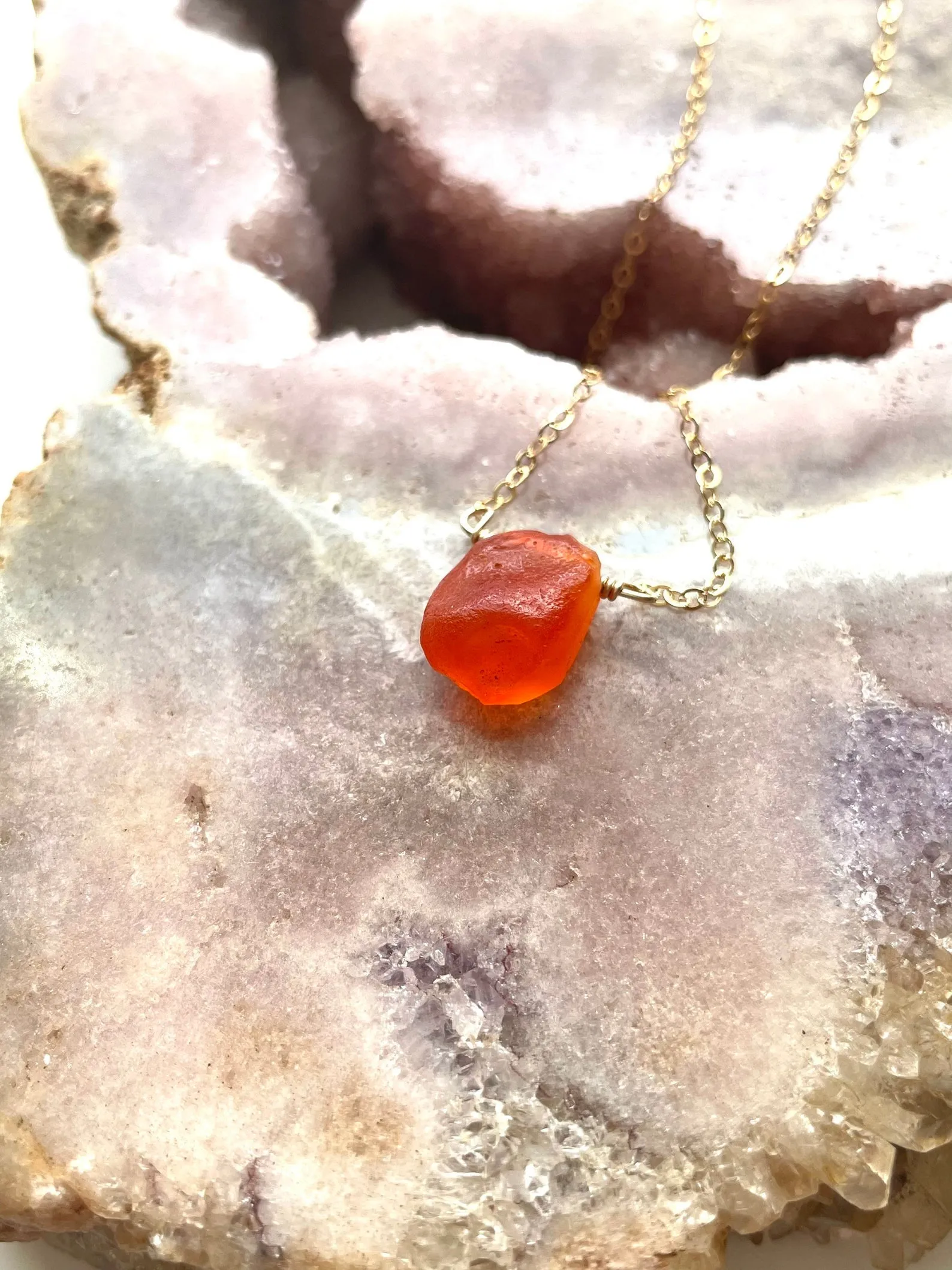 Dainty Raw Carnelian Necklace - Crystal Necklace - Carnelian Jewelry - Sacral Chakra Necklace - Gift For Her