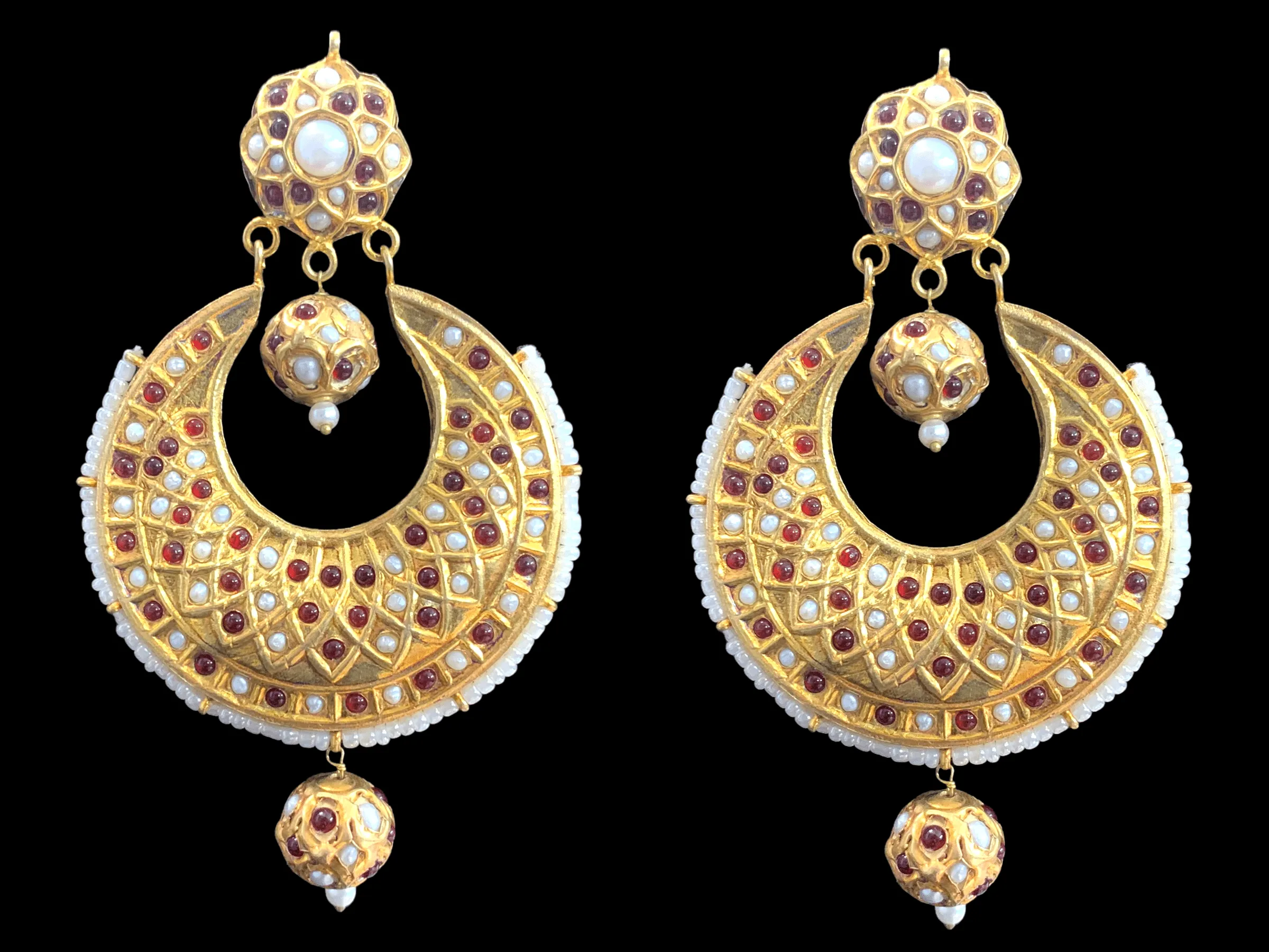 DER304 Ruby kundan Chandbali earrings  ( READY TO SHIP)