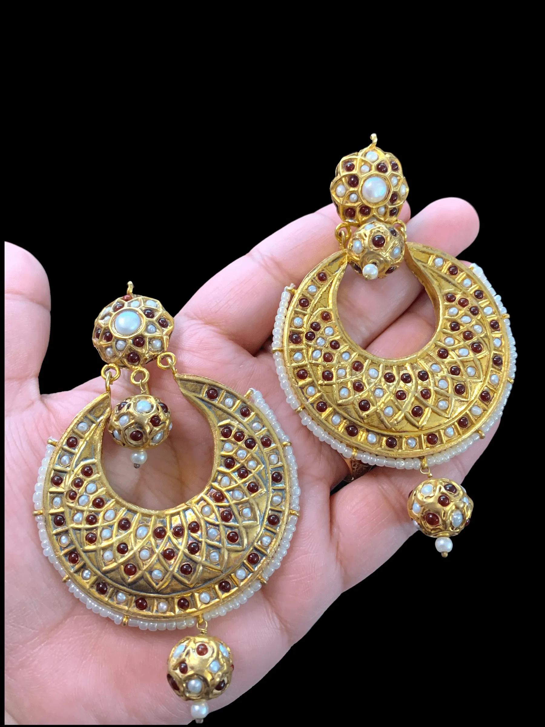 DER304 Ruby kundan Chandbali earrings  ( READY TO SHIP)