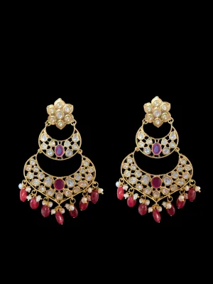 DER89 cz earrings in fresh water pearls- Ruby  ( READY TO SHIP)