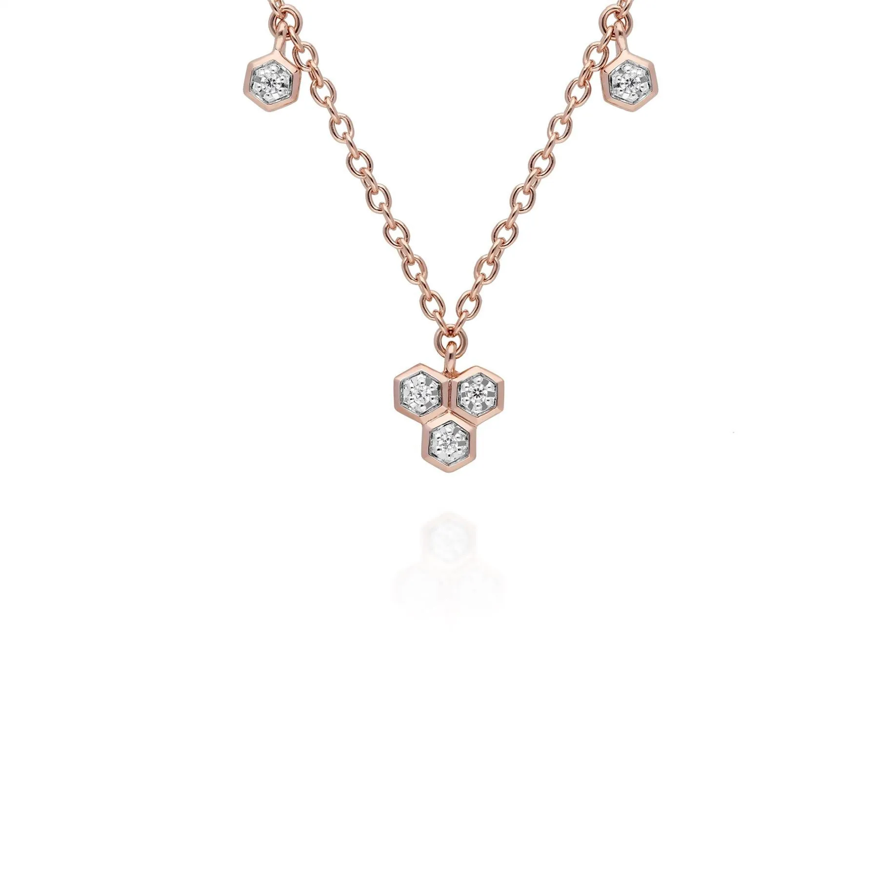 Diamant Trilogie Halskette & Ohrstecker Satz in 9ct Rose Gold