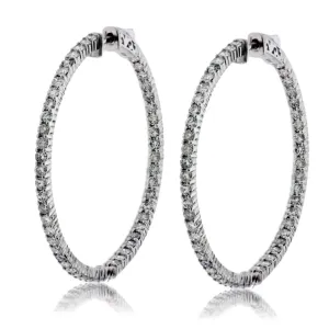 Diamond 3.60 Carat Inside - Out Hoop Earrings