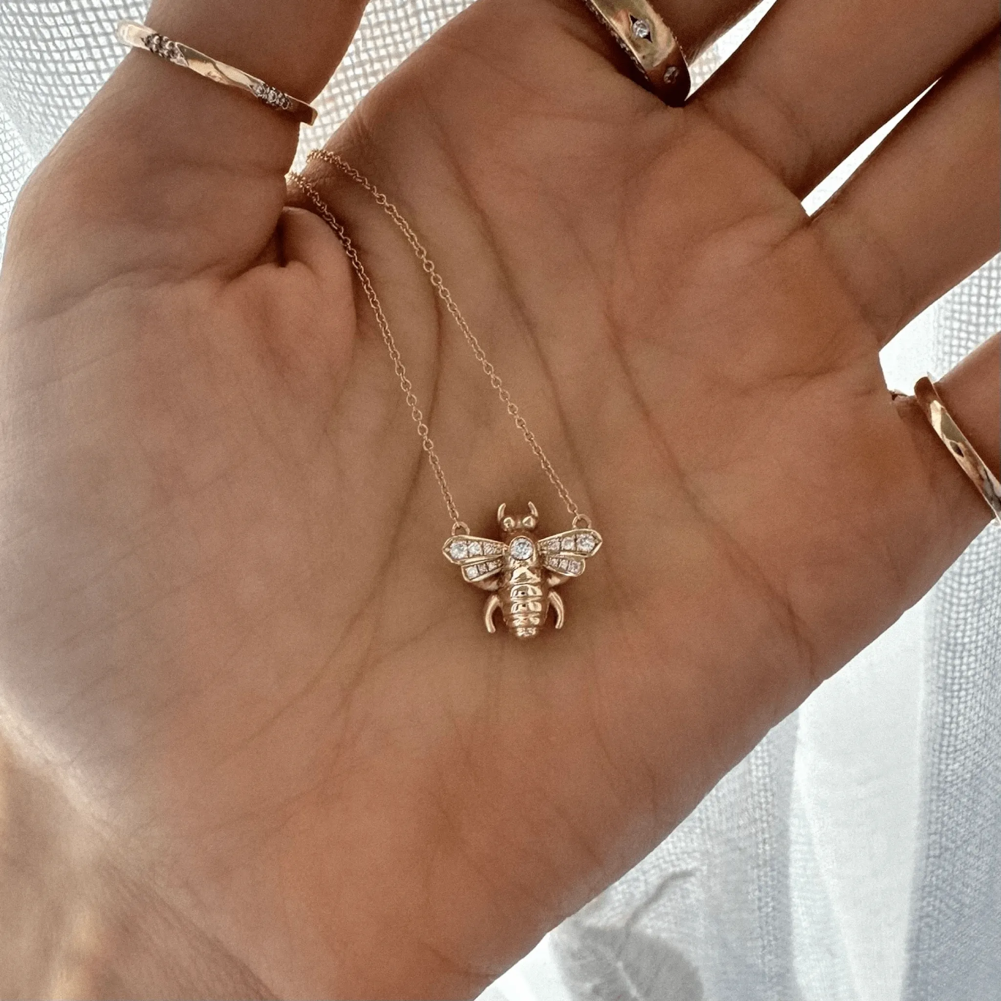 Diamond Honey Bee Necklace