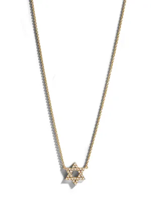 Diamond Star of David Yellow Gold Necklace