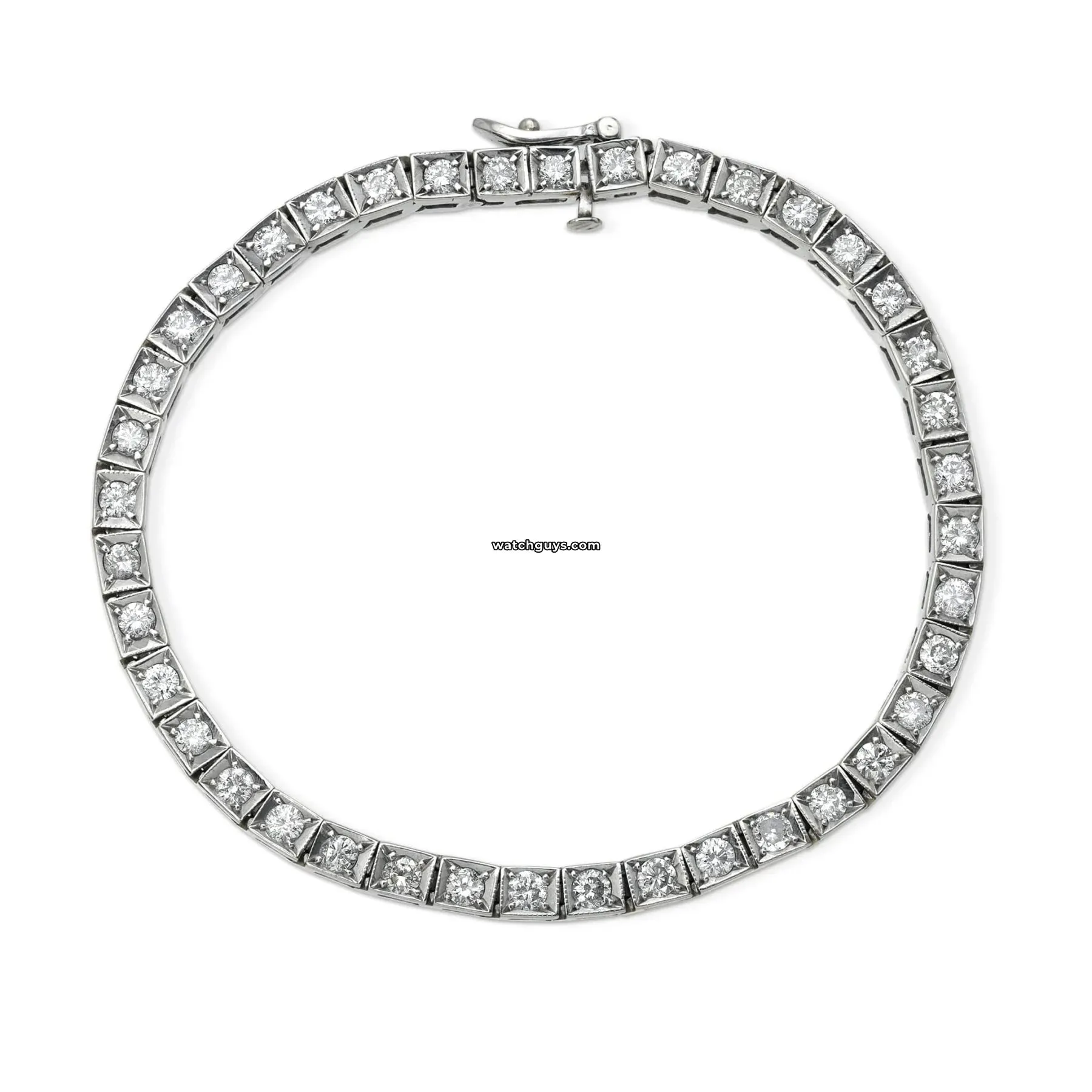 Diamond Tennis Bracelet Straight Line 14K White Gold