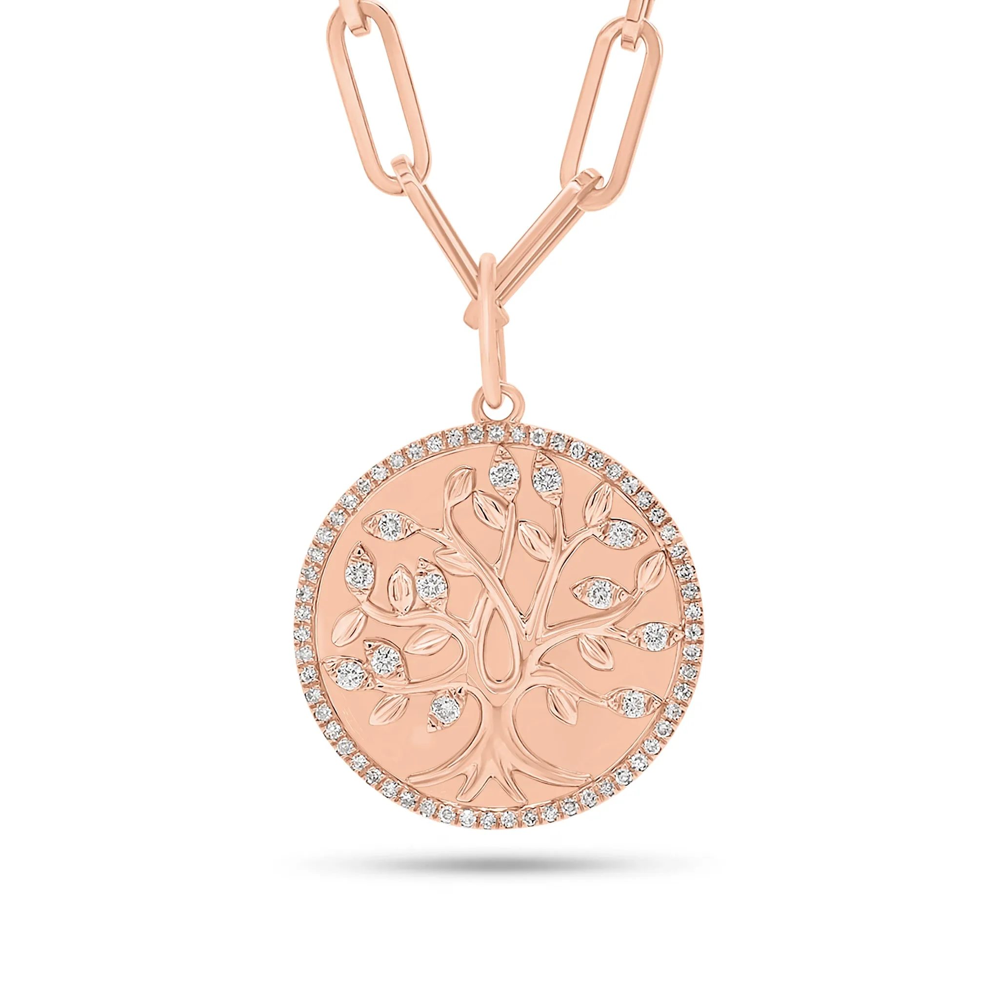 Diamond Tree of Life Circle Pendant