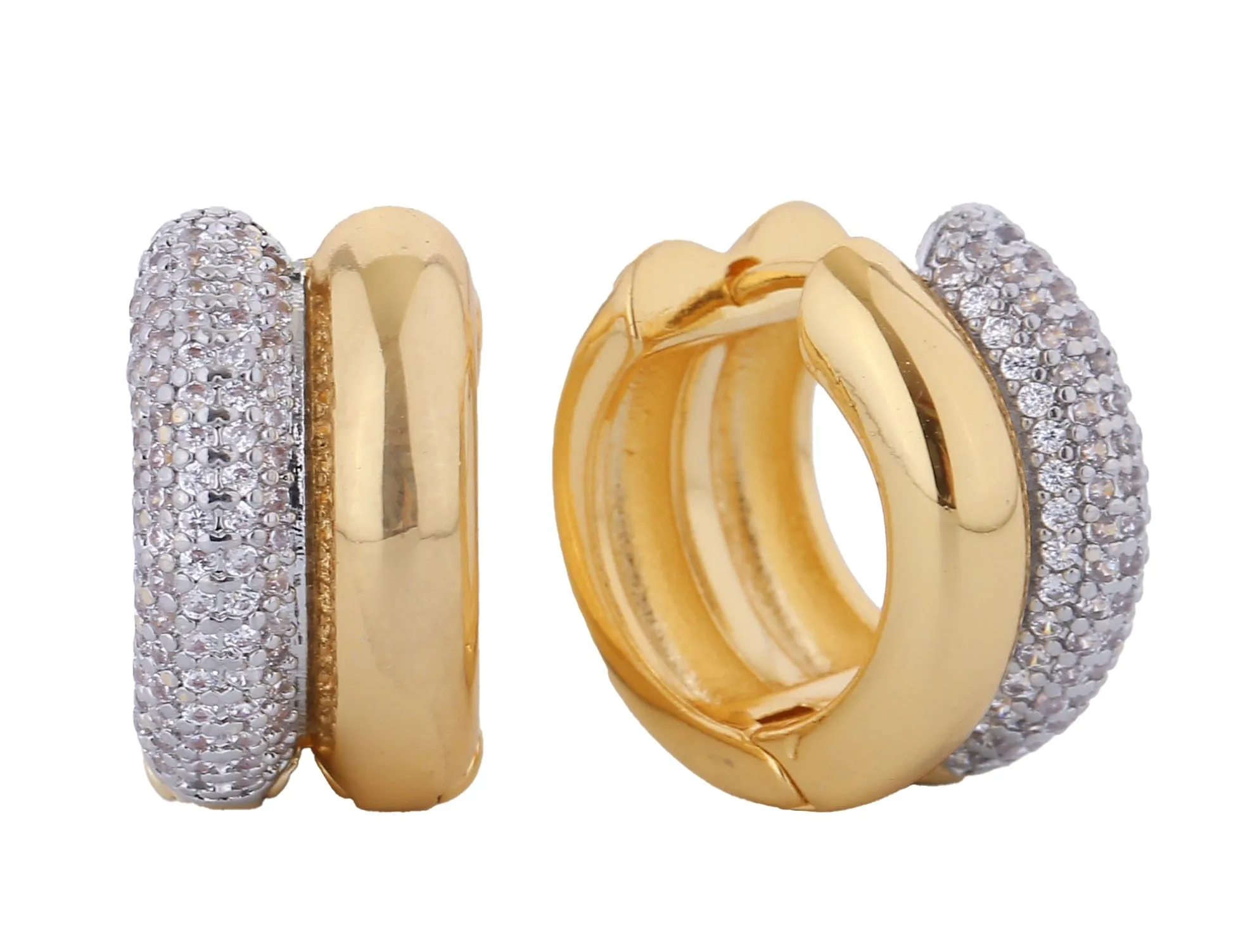 DJE311302 14K Dipped Diamone Hoop Pave CZ Earrings