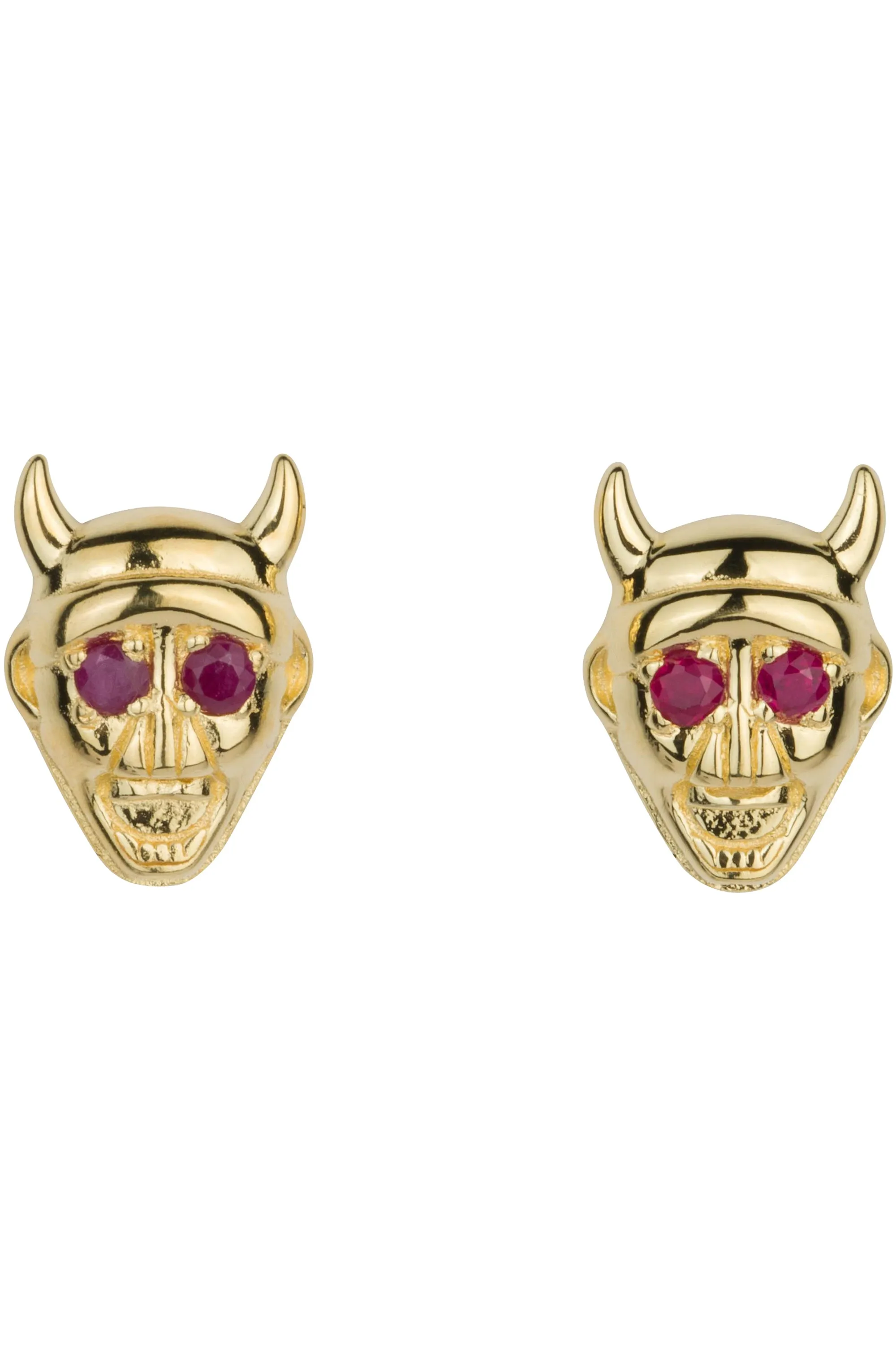 Double Devils Ruby 14K Gold Fill Stud Earrings