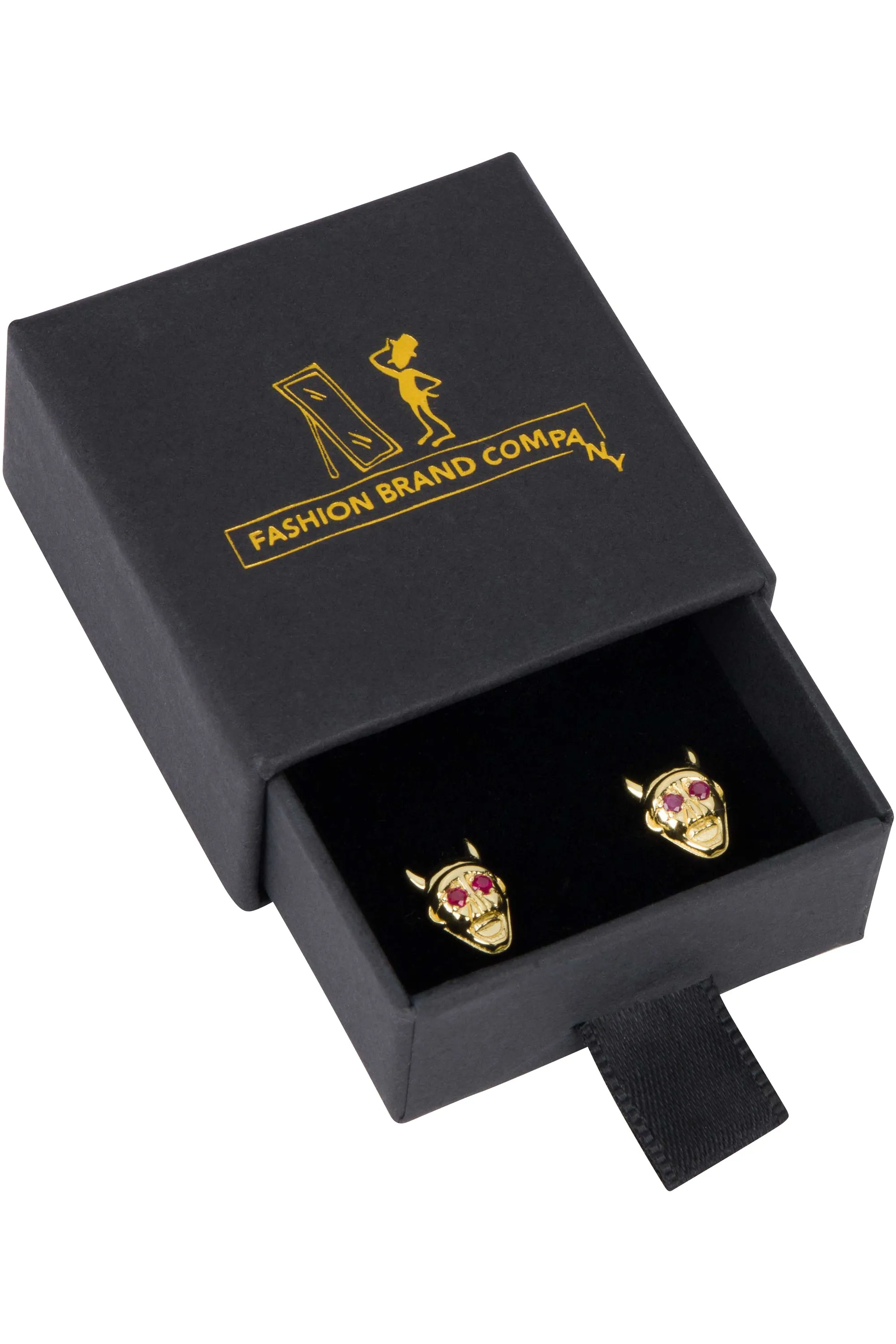 Double Devils Ruby 14K Gold Fill Stud Earrings