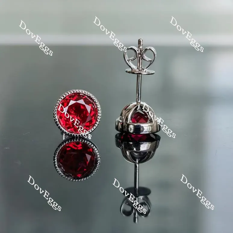 Doveggs solitaire round vivid pegion blood ruby stud earrings for women