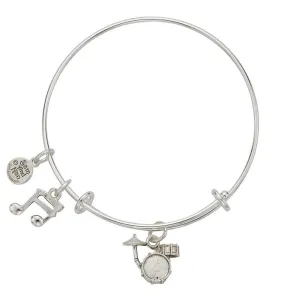 Drum Set Music Note Charm Bangle Bracelet