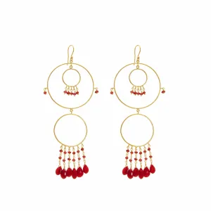 Earrings - Begum Circles in Ruby & Garnet