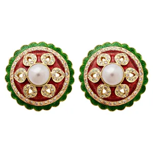 Earrings - Fresh Water Pearl And Diamond (enamel) (1997I)