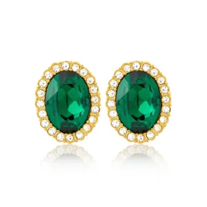 Emerald Oval Clip Earrings