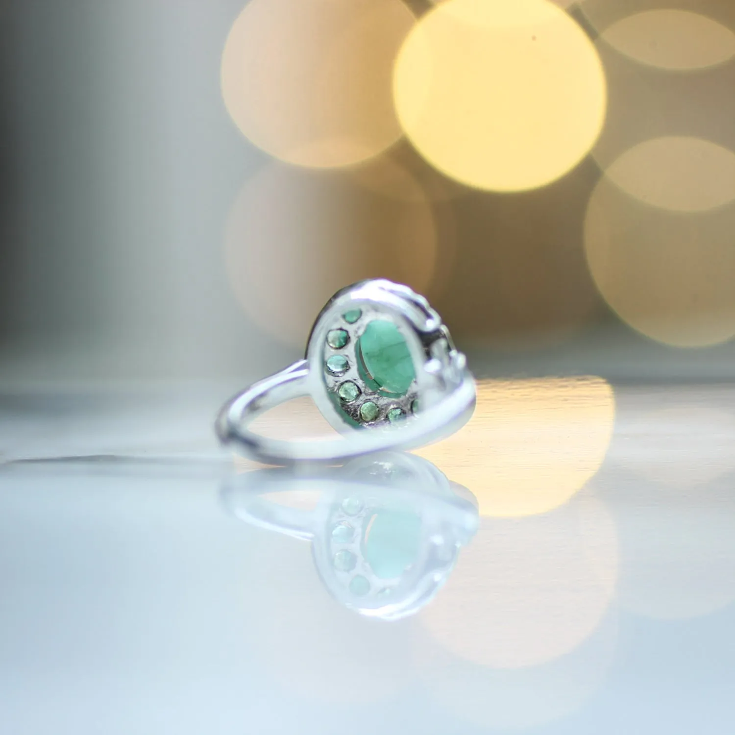 Emerald Ring | Size P (925) Sterling Silver