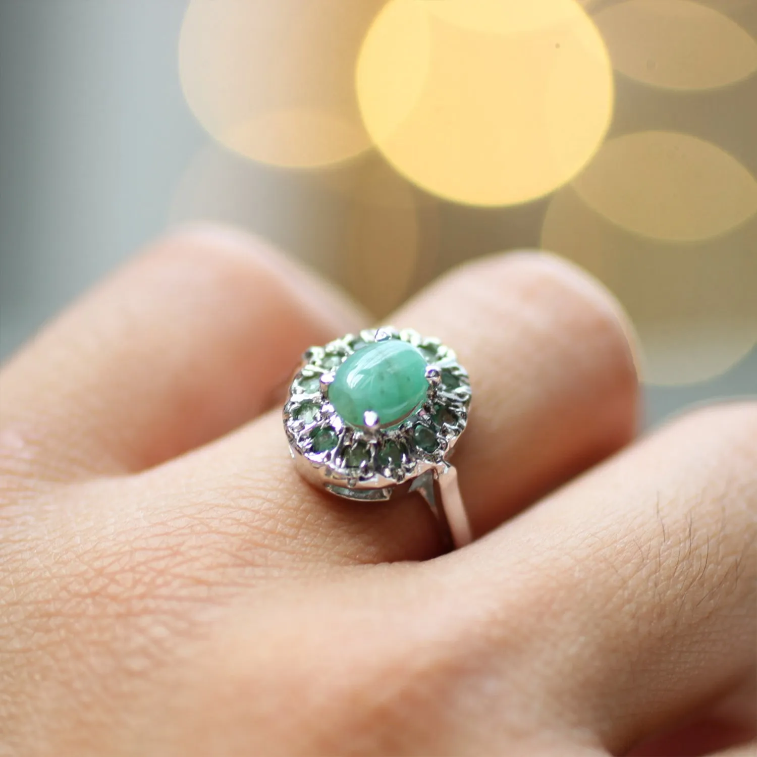 Emerald Ring | Size P (925) Sterling Silver