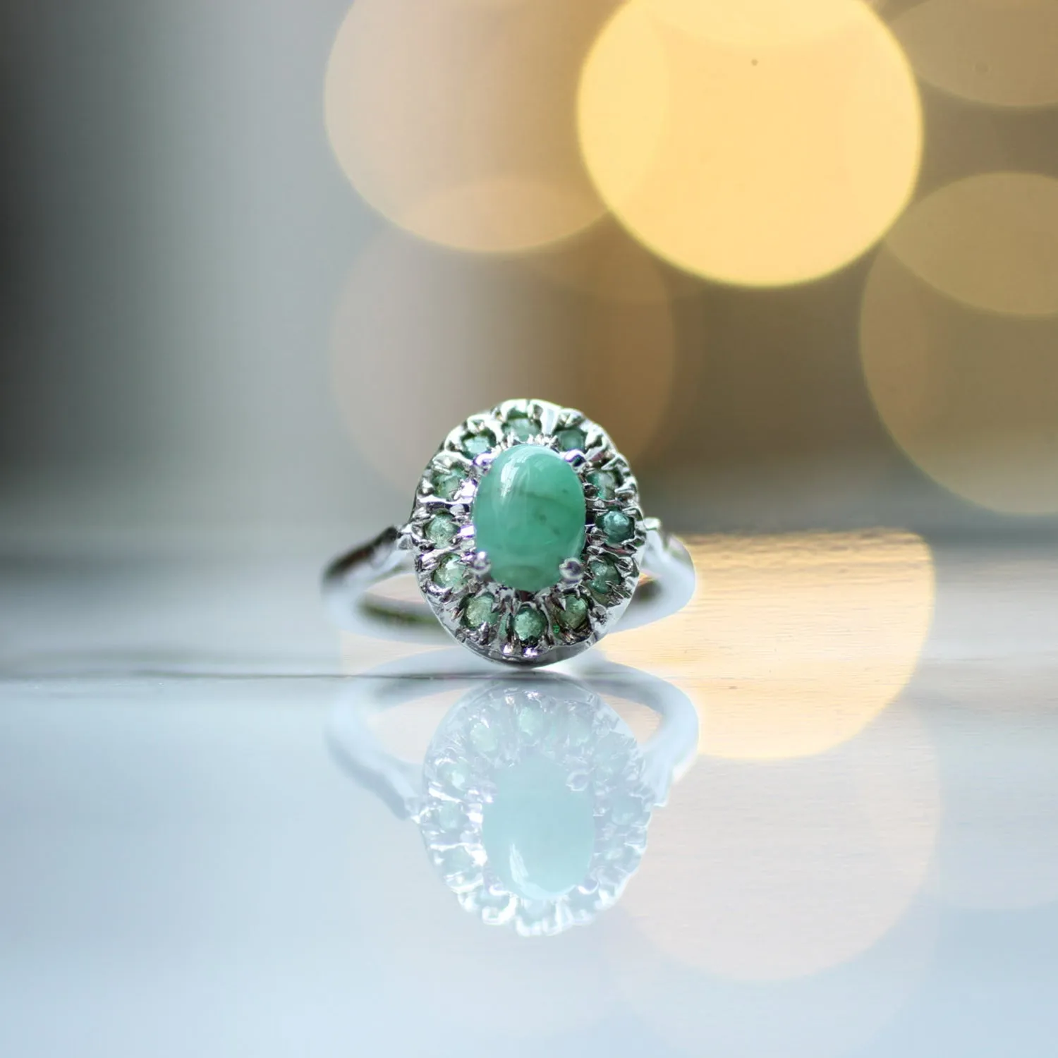 Emerald Ring | Size P (925) Sterling Silver