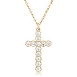 Erin Micro Beaded Gold CZ Cross Pendant