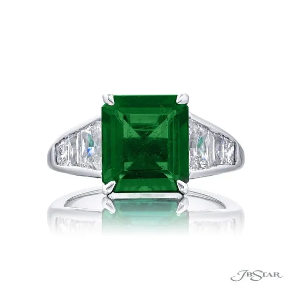 Exquisite emerald-cut emerald ring boasting a captivating 3.36 ct gem.