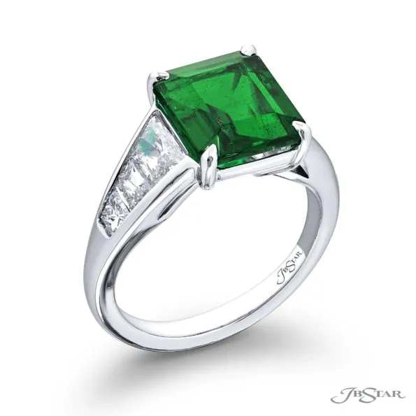 Exquisite emerald-cut emerald ring boasting a captivating 3.36 ct gem.