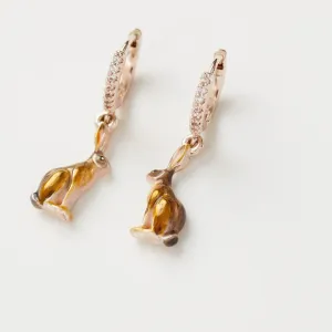 Fable England 2cm Gold Plated Hare Earrings