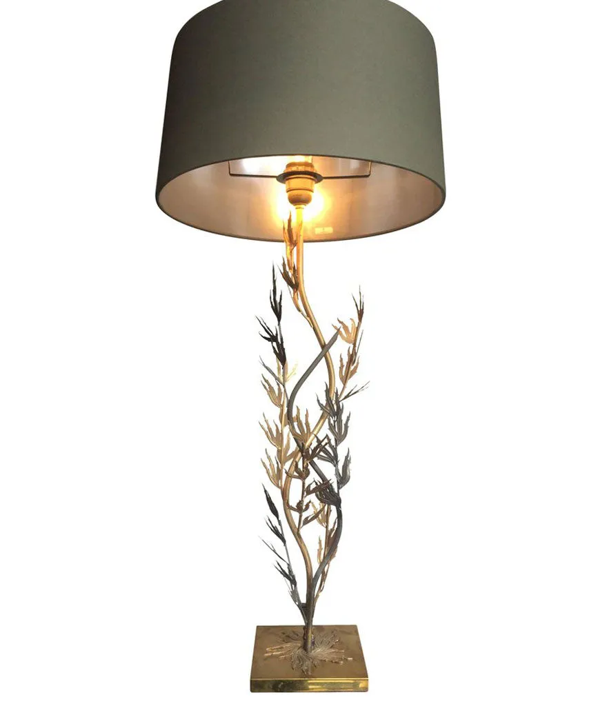 FRENCH GILT AND BLACK METAL CORAL LAMP