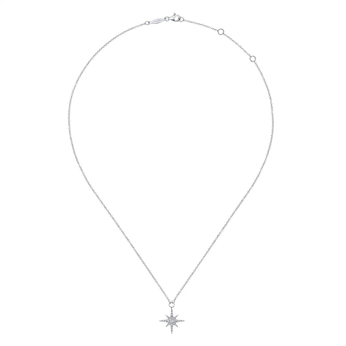 Gabriel & Co. 14K White Gold Diamond Starburst Pendant Necklace