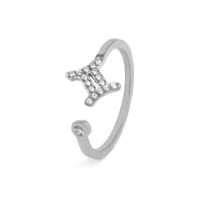 Gemini Ring with CZ Stones - Silver