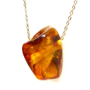 Genuine Natural Baltic Amber Necklace #22 - 16 Kt Gold plated chain necklace Handmade Jewelry - Great gift