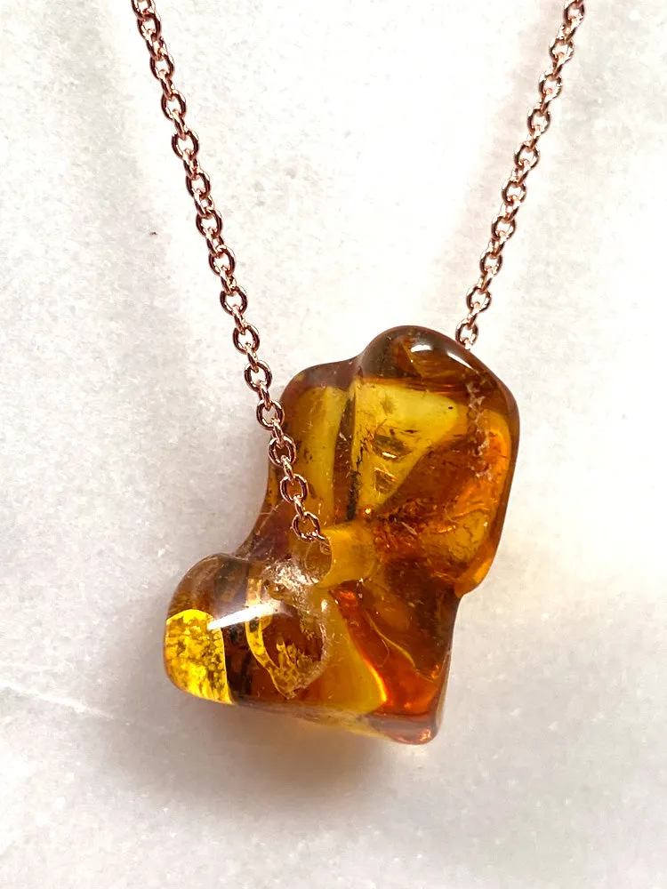 Genuine Natural Baltic Amber Necklace #26 - 16 Kt Gold plated chain necklace Handmade Jewelry - Great gift