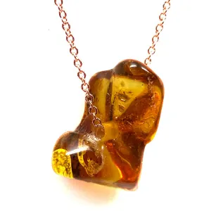 Genuine Natural Baltic Amber Necklace #26 - 16 Kt Gold plated chain necklace Handmade Jewelry - Great gift