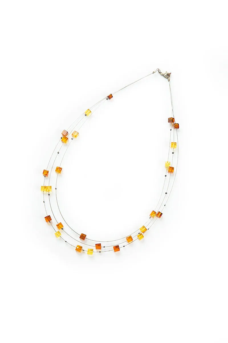 Geometric Amber Bead Necklace