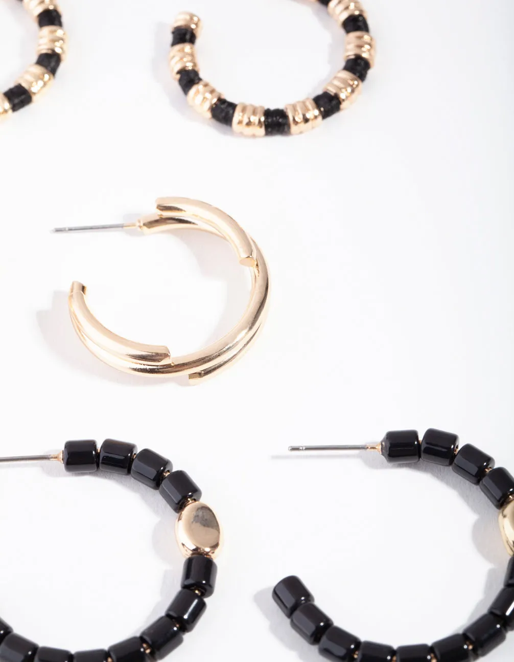 Gold Black Boho Vibe Pack Hoop Earring