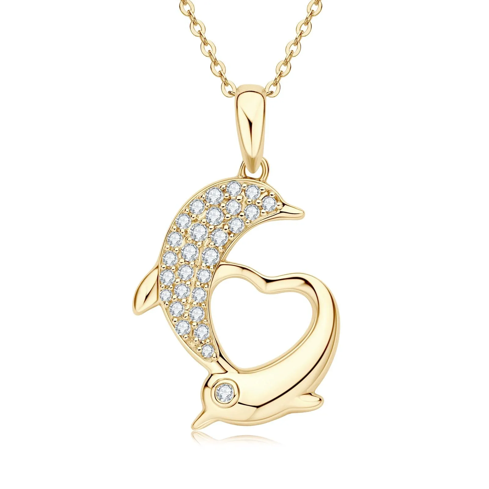 Gold Dolphin Premium Moissanite Pendant Necklace